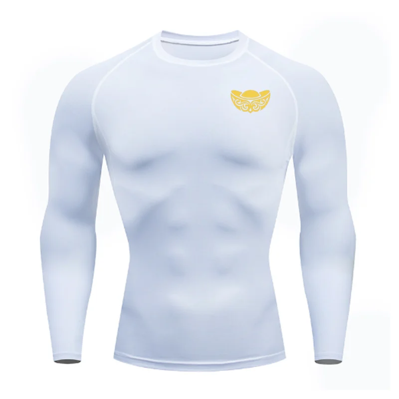 Men's Quick Drying Compression Shirt Breathable Tight Fit Lightweight Sweat Absorbing Fitness Cycling Top with New Year Print