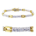 Gold & Rhodium Brass Bracelet with AAA Grade CZ Stones