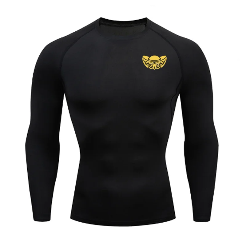 Men's Quick Drying Compression Shirt Breathable Tight Fit Lightweight Sweat Absorbing Fitness Cycling Top with New Year Print