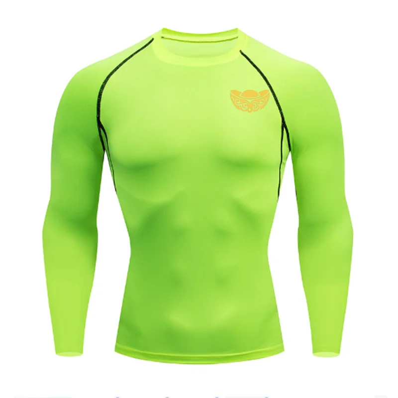 Men's Quick Drying Compression Shirt Breathable Tight Fit Lightweight Sweat Absorbing Fitness Cycling Top with New Year Print