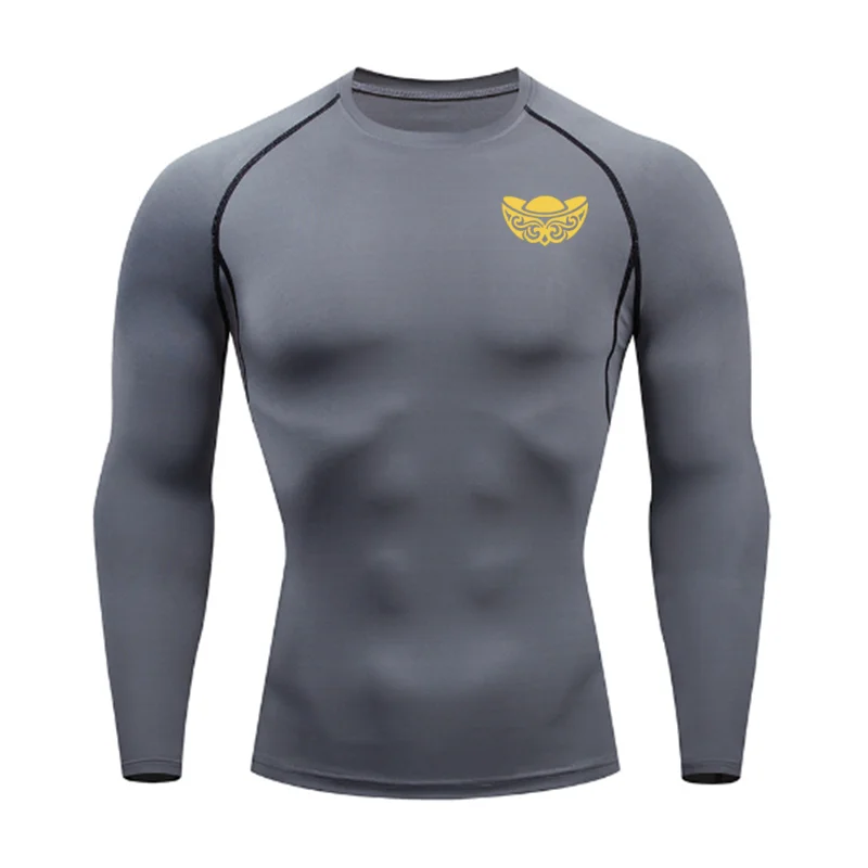 Men's Quick Drying Compression Shirt Breathable Tight Fit Lightweight Sweat Absorbing Fitness Cycling Top with New Year Print