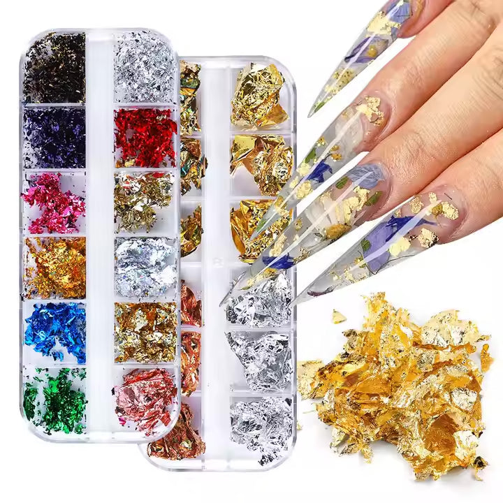 Foil Kit Fragments DIY Aluminum Paper Nail Stickers Flakes