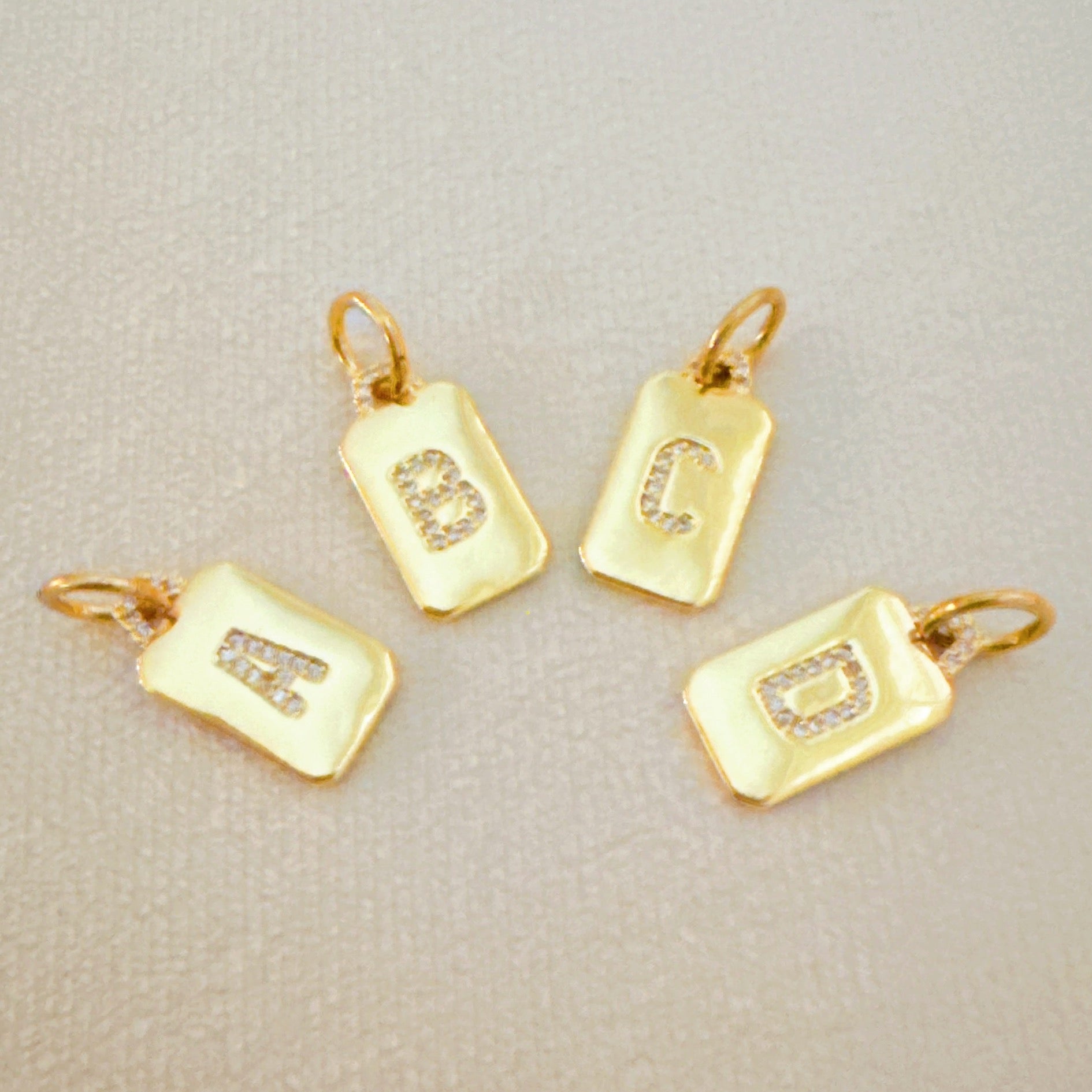 Personalized Initial Clip Charm - Sparkly Square Gold Plated