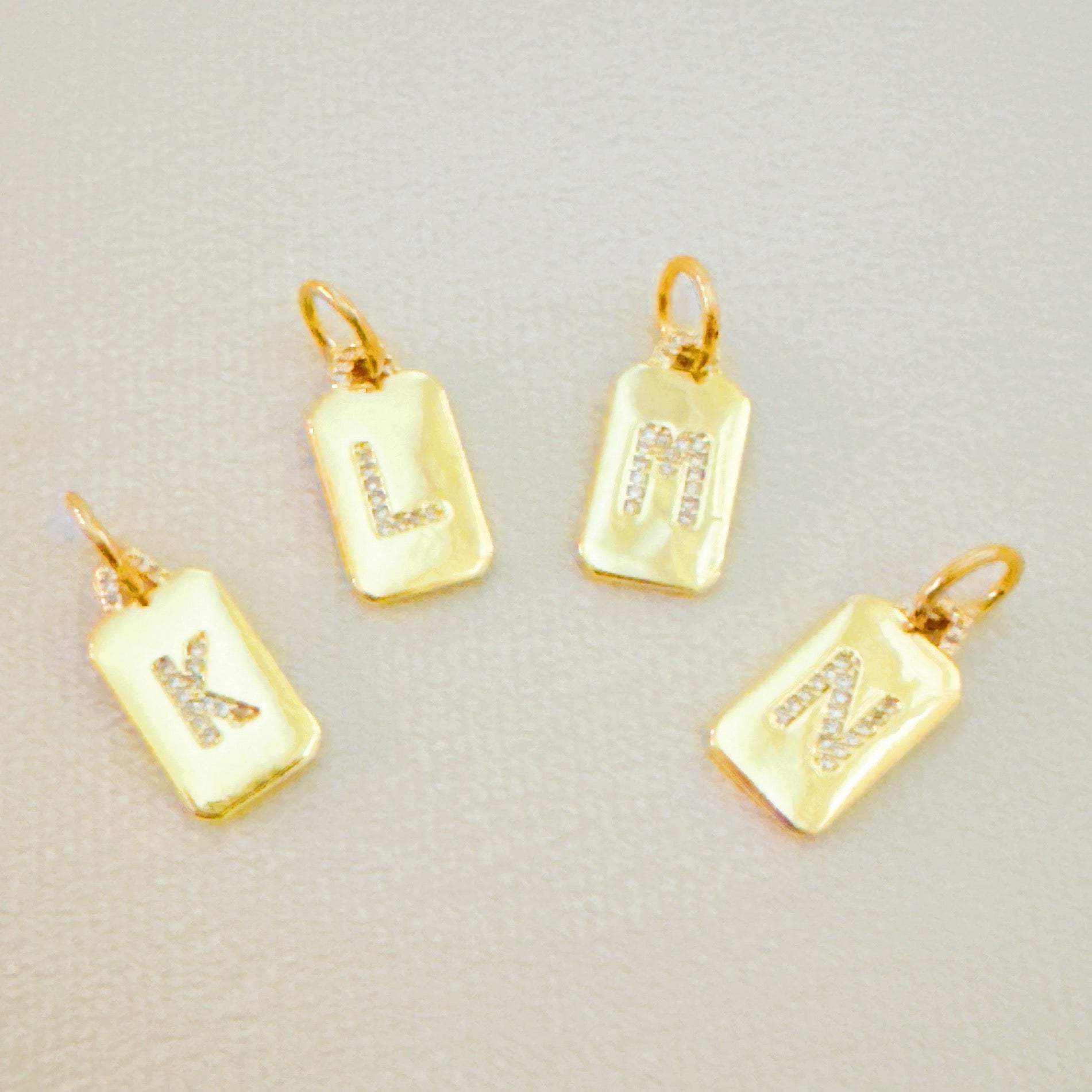 Personalized Initial Clip Charm - Sparkly Square Gold Plated