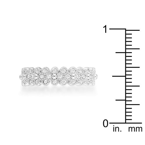 Clara 1ct CZ Rhodium Textured Bezel Set Eternity Ring