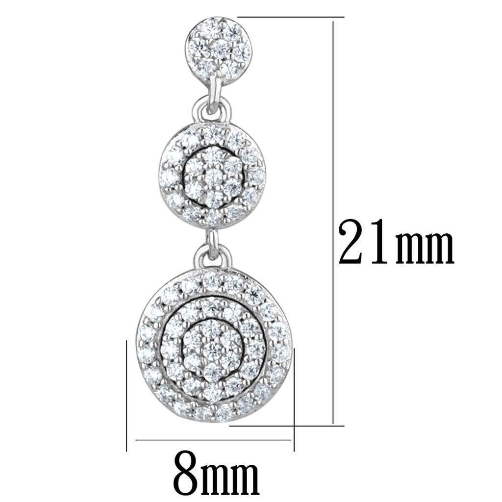 Sterling Silver Dangle Earrings - Rhodium Plated with AAA CZ