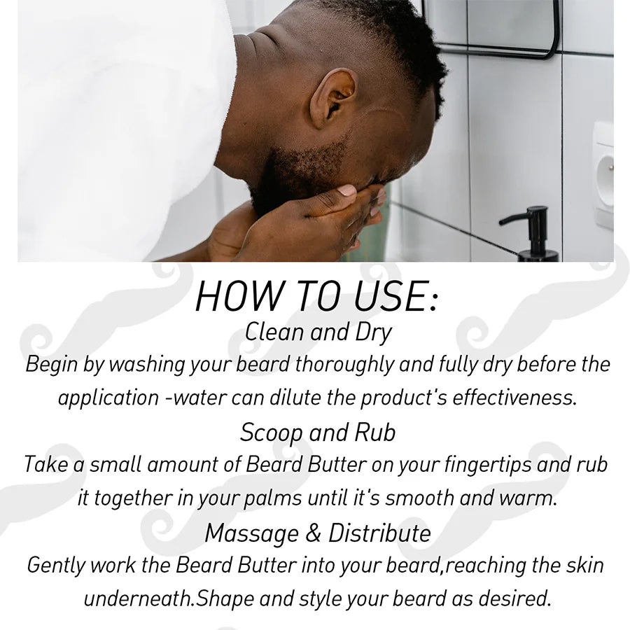 Men Beard Balm Kit Whisker Moisturizing Cream for Promoting Hair Growth Beards Wax for Groomed Charming Beard Styling Tools 4pcs