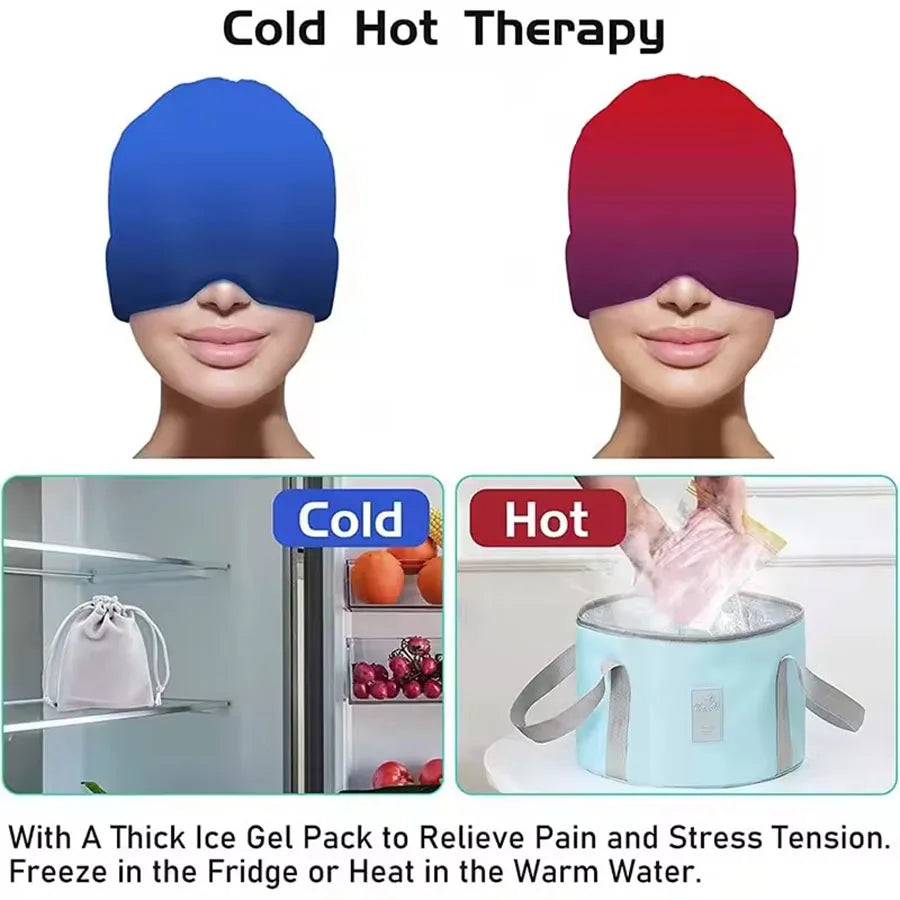 Migraine Relief Hat headache hat Gel Hot Cold Therapy Ice Cap For Relieve Pain Ice Hat Eye Mask Stress Pressure Pain Relief