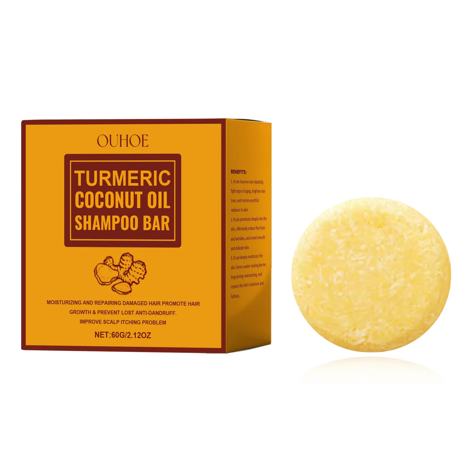 Turmeric Coconut Oil Shampoo Bar - Natural Hair Repair & Scalp Treatment