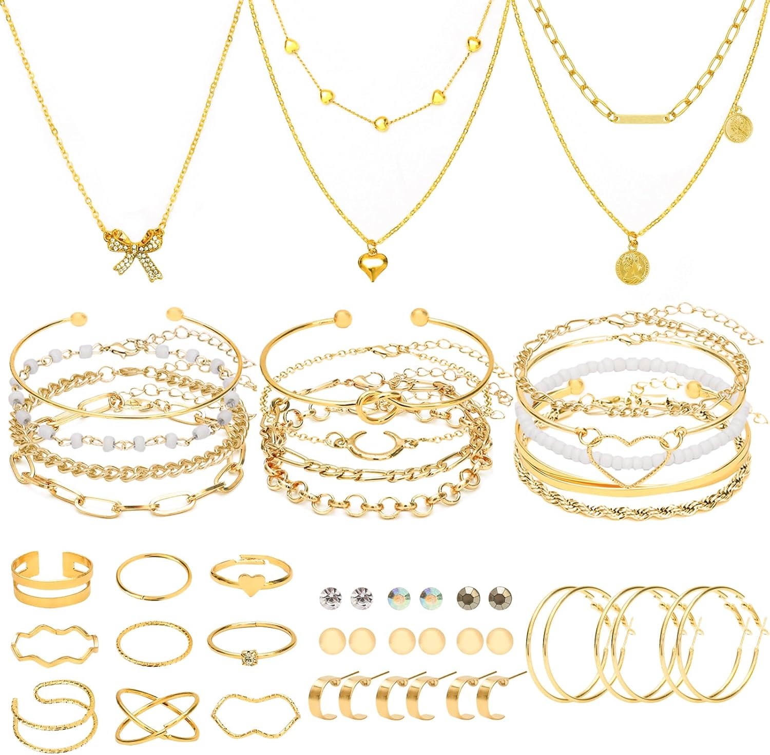 Sparkling Gold Jewelry Set - Complete Everyday Collection