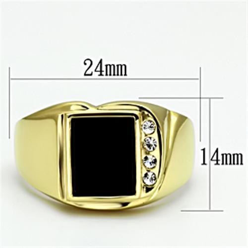Gold Stainless Steel Ring with Black Onyx - Men's Statement Ring